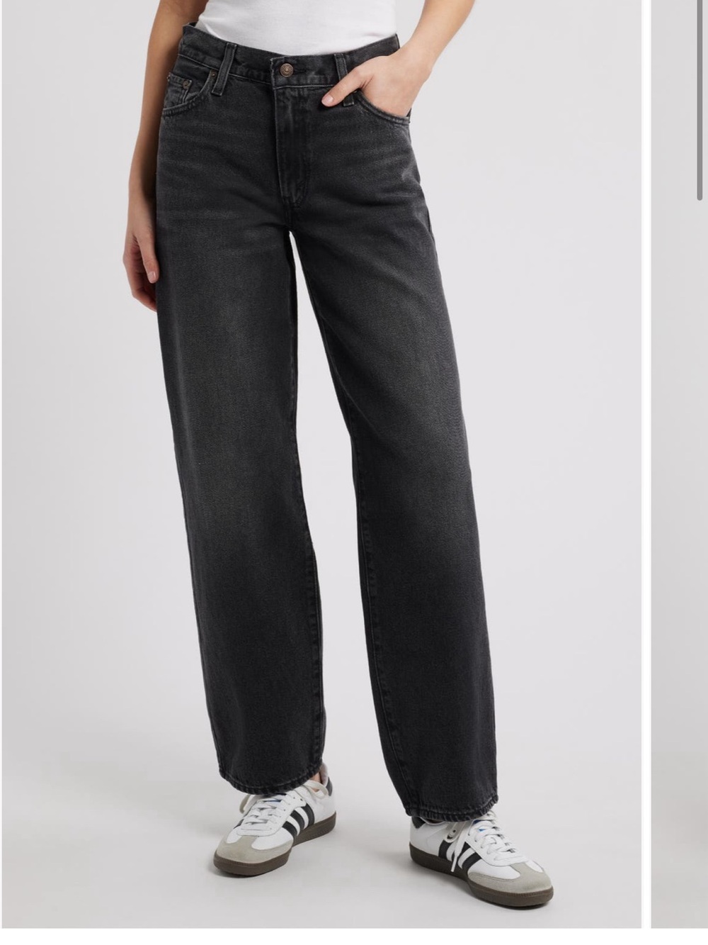 Levis black “shrink up” baggy dad straight leg jeans